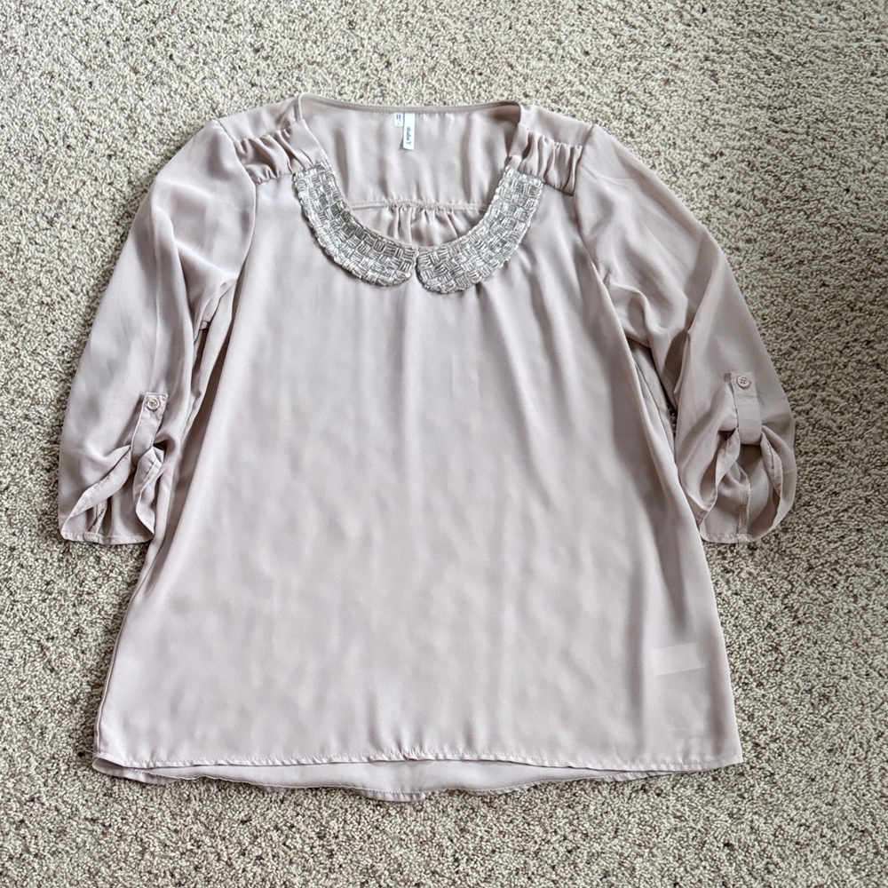 Studio Cream Blouse with Embellished Collar